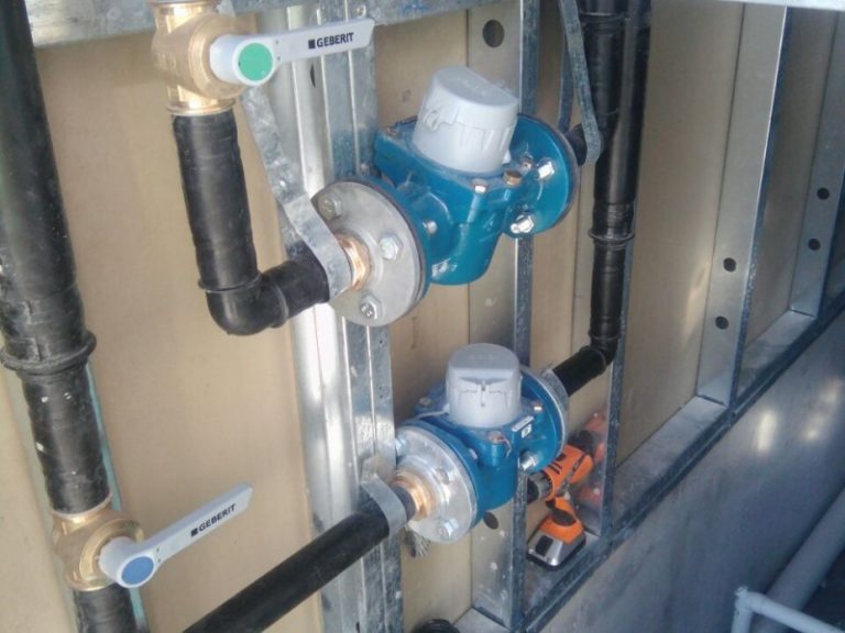 Plumbing installation at fuel station on highway